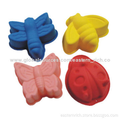 Silicone mini cake pan set, 4 pcs,star moon round heart shape